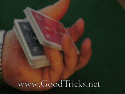 Bottom half of deck is pulled out and small packets of cards dropped onto top half of deck.